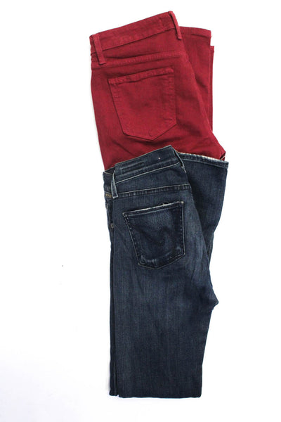 Just USA Women's Midrise Five Pockets Skinny Pant Maroon Blue Size 28 Lot 2