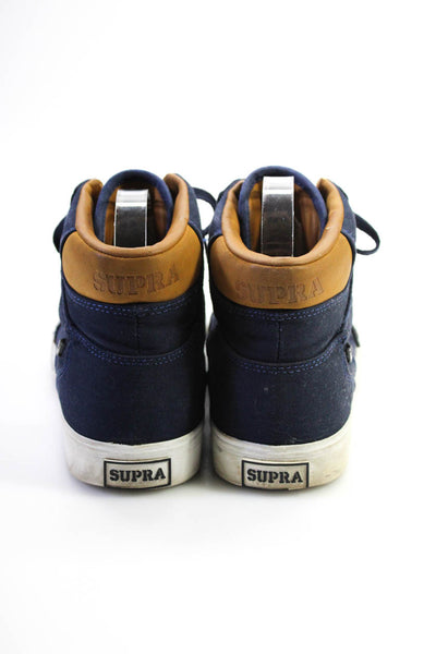 Supra Mens Lace Up High Top Sneakers Navy Blue Brown Canvas Size 9