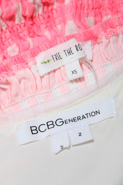 Free The Roses BCBGeneration Womens Gingham Sequin Dresses Pink White XS 2 Lot 2