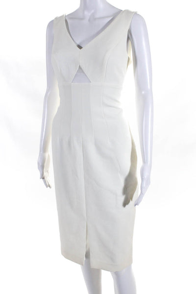Donna Morgan Womens Sleeveless V-neck Lined Pencil Dress Cream Size 8