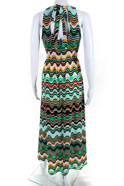 Donna Morgan Womens High Neck Wavy Print Maxi Sundress Multicolor Size 4