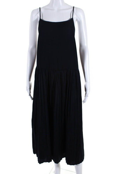 Current Air Womens Lined Sleeveless Pleated Maxi Dress Navy Blue Size L