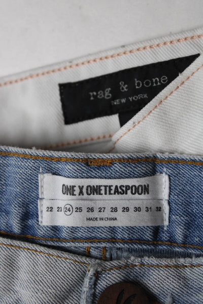 Rag & Bone One Teaspoon Women's Denim Shorts White Blue Size 24 Lot 2