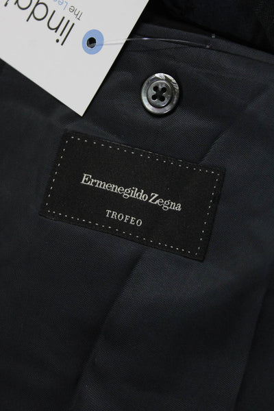 Ermenegildo Zegna Mens Blue Wool Striped Two Button Long Sleeve Blazer Size 72L