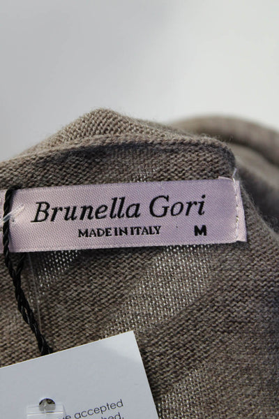 Brunella Gori Womens Orange Striped Long Sleeve Cardigan Sweater Top Size M