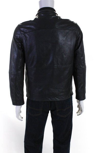 Calibrate Men's Mock Neck Full Zip Leather Jacket Black Size S