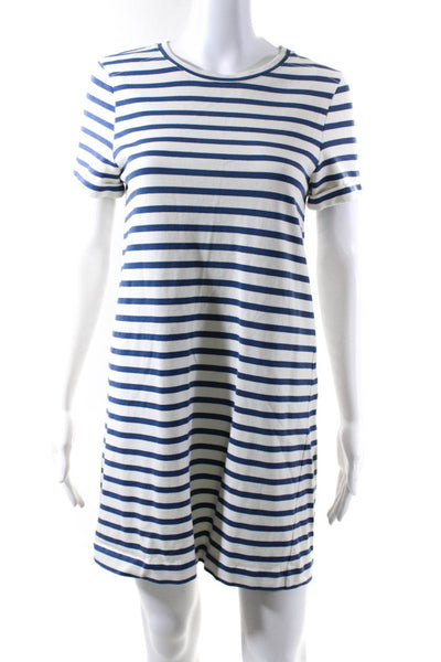 APC Womens Breton Striped Short Sleeve Tee Shirt Dress Blue White Size Small