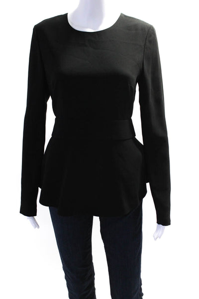 Intermix Womens Long Sleeve Back Keyhole Layer Buttoned Blouse Top Black Size S