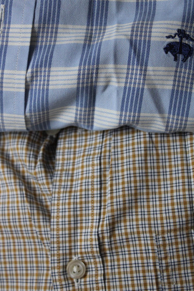 Brooks Brothers Charles Tyrwhitt Mens Blue Plaid Dress Shirt Size M L Lot 2