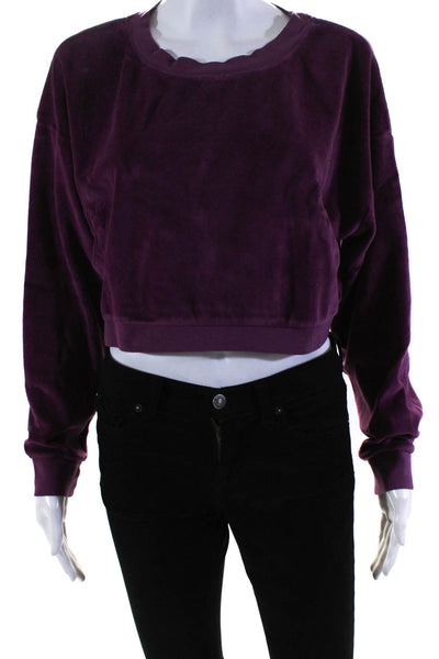 Suzie Kondi Womens VELOUR DROP SHOULDER CROPPED CREW FW21-2 PLUM Size L