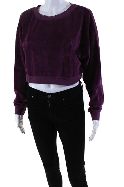 Suzie Kondi Womens VELOUR DROP SHOULDER CROPPED CREW FW21-2 PLUM Size L