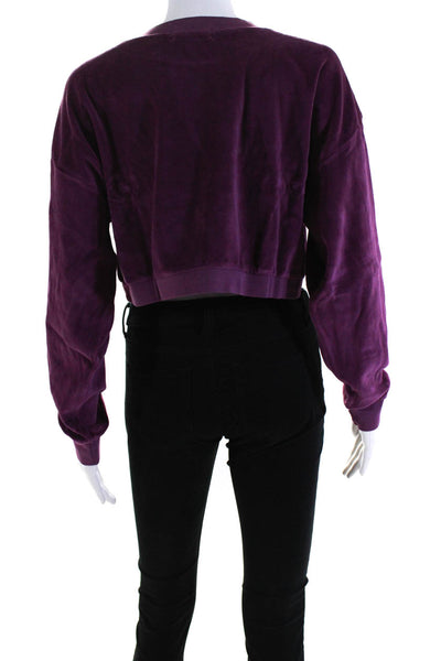 Suzie Kondi Womens VELOUR DROP SHOULDER CROPPED CREW FW21-2 PLUM Size L