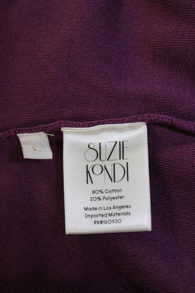 Suzie Kondi Womens VELOUR DROP SHOULDER CROPPED CREW FW21-2 PLUM Size L