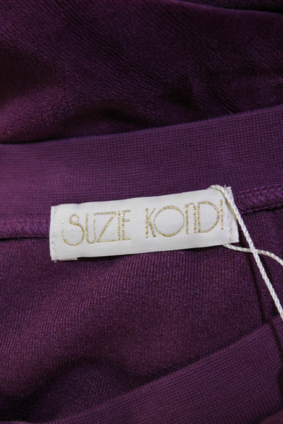 Suzie Kondi Womens VELOUR DROP SHOULDER CROPPED CREW FW21-2 PLUM Size L
