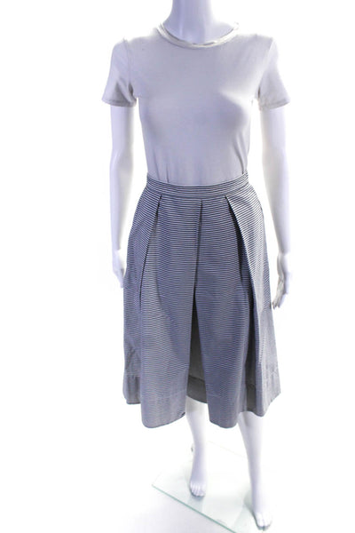 Tibi Women's Low Rise Stripped Flared Maxi Skirt White Size 2