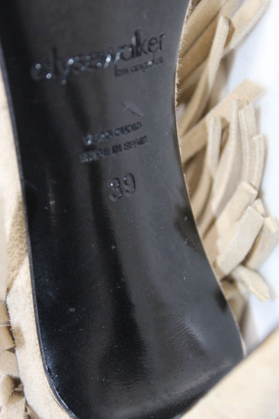 Elyse Walker Women's Fringed Ankle Strap Stiletto Heels Beige Size 8.5