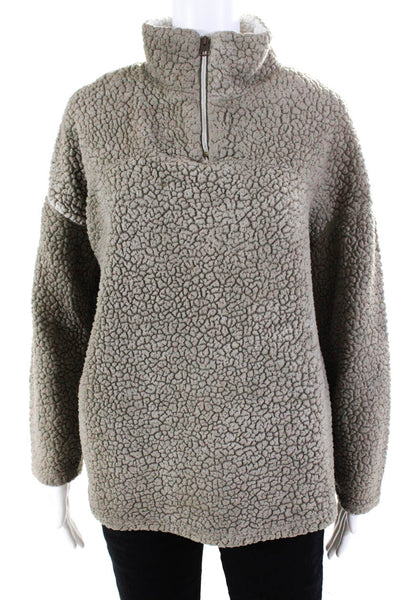 Warm & Cozy Lifestyle by Poof Womens Fleece Quarter Zip Jacket Green Size S