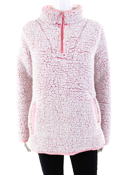 Mia & Tess Womens Soft Fleece Long Sleeved Quarter Zip Jacket Light Pink Size S
