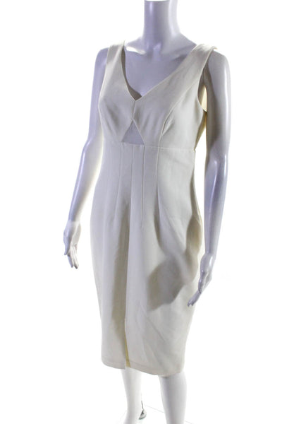 Donna Morgan Womens Sleeveless V-neck Lined Pencil Dress Cream Size 6