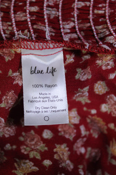 Blue Life Womens Floral Print Halter Neck Romper Red Size Medium
