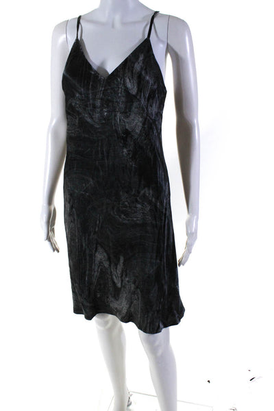 Rails Womens Dark Marble Print V Neck Kayla Slip Dress Gray Size Small