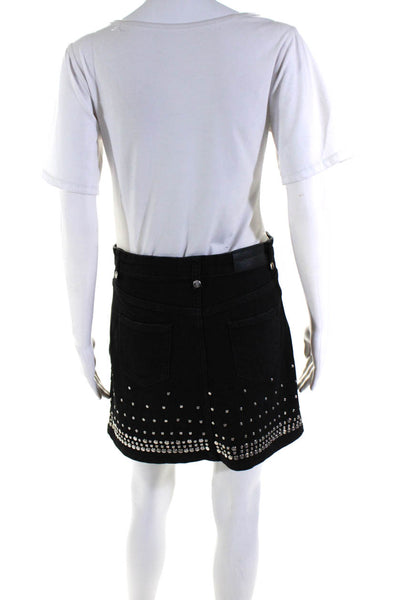 The Kooples Womens Denim Studded Mini Skirt Black Size Small