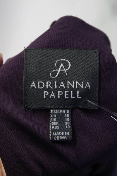 Adrianna Papell Women's Sequin Spaghetti Strap Sweetheart Ruffle Gown Purple  6