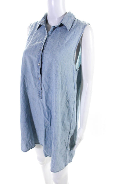 Rag & Bone Jean Womens Denim Collared Button Sleeveless Shirt Dress Blue Size S