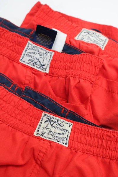 Polo Ralph Lauren Boys Red Drawstring Mesh Lined Swimming Shorts Size 5 Lot 3