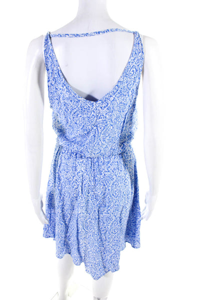 Splendid Womens Blue White Printed Scoop Neck Sleeveless Shift Dress Size M
