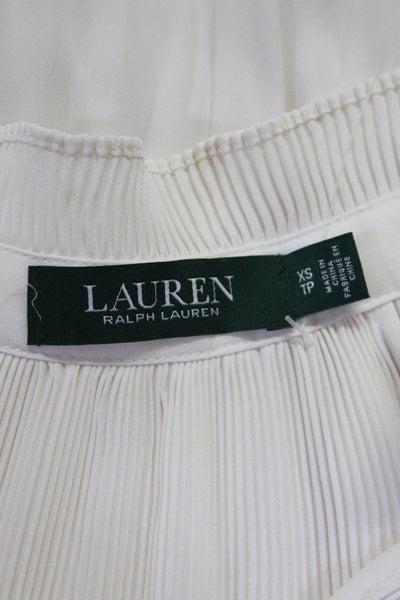 Lauren Ralph Lauren Womens Accordion Pleat Blouse White Size Extra Small