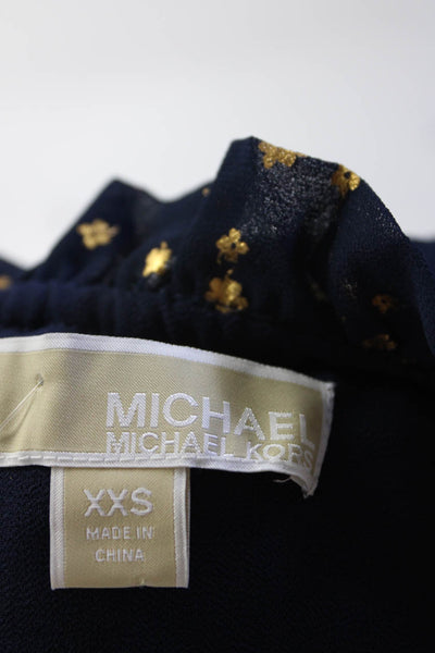 Michael Michael Kors Womens Chiffon Star Print Ruffle A-Line Dress Navy Size XXS