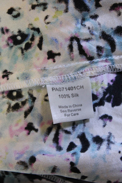 Parker Womens Silk Patchwork Abstract Floral Zip Drop Waist Dress Black Size S