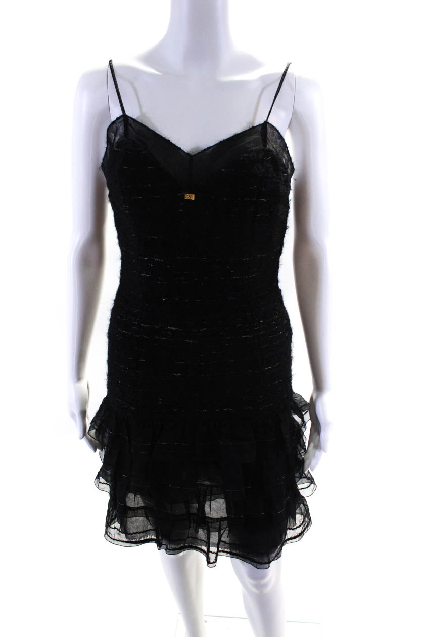 Chanel Womens 04A Vintage Ruffled Chiffon Tweed Slip Dress Black Size -  Shop Linda's Stuff