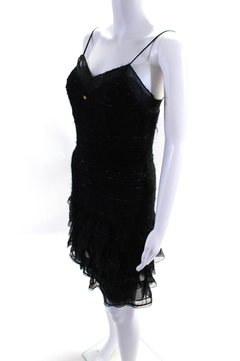 Chanel Womens 04A Vintage Ruffled Chiffon Tweed Slip Dress Black Size -  Shop Linda's Stuff