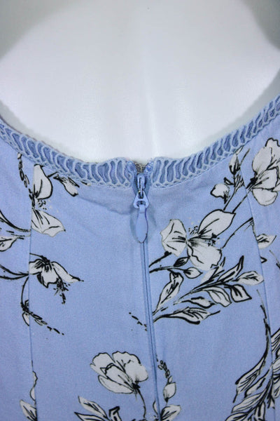 Style Stalker Womens Floral Darte Keyhole Texture Short Sleeve Dress Blue Size S