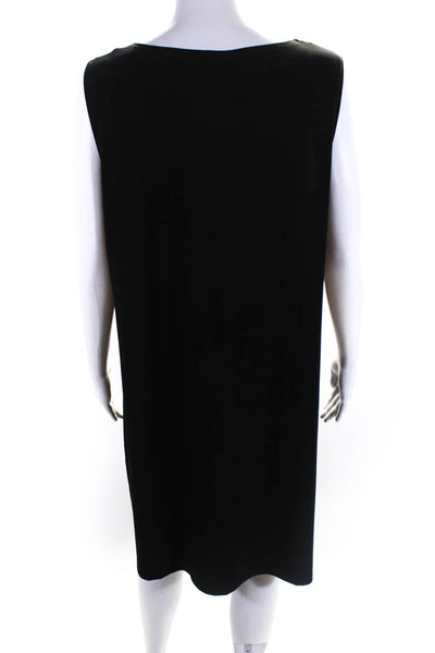 MSK Women's Sleeveless Zip Front Shift Dress Black Size L