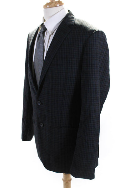 DKNY Men's Checkered Two Button Fully Lined Blazer Gray Blue Size 40