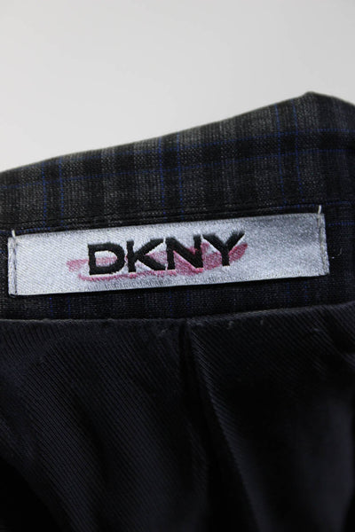 DKNY Men's Checkered Two Button Fully Lined Blazer Gray Blue Size 40