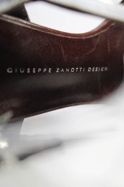 Giuseppe Zanotti Design Women's T-Straps Buckle Ankle Heels Sandals Silver 10