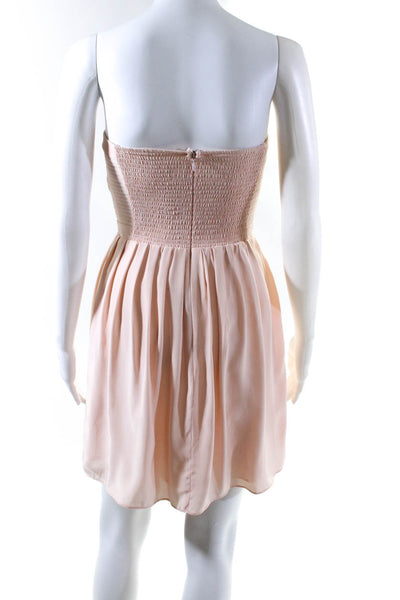 Parker Womens Silk Quilted Sweetheart Neck Mini A-Line Dress Blush Pink Size S