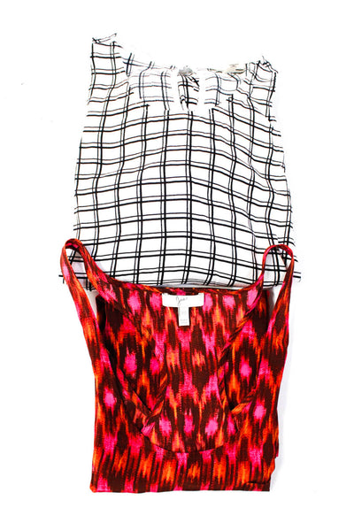 Joie Womens Abstract Geometric Silk Tank Shirt Dress Red White Size XS Lot 2