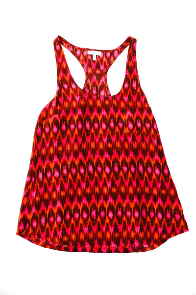 Joie Womens Abstract Geometric Silk Tank Shirt Dress Red White Size XS Lot 2