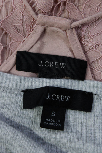 J Crew Womens Solid Lace Ribbed Spaghetti Strap Tank Shirt Pink Size 2/S Lot 2