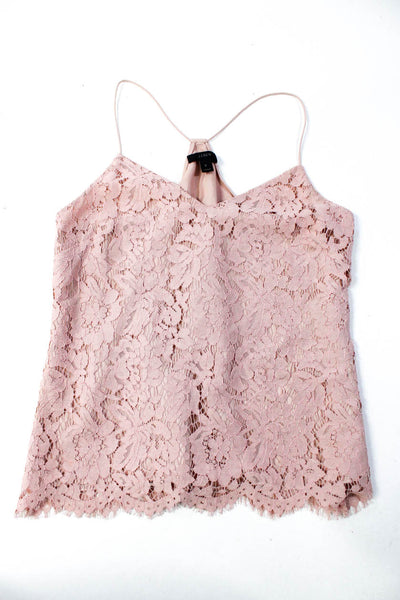 J Crew Womens Solid Lace Ribbed Spaghetti Strap Tank Shirt Pink Size 2/S Lot 2