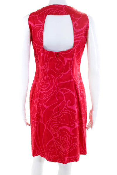 David Meister Womens Cotton Back Zipped Darted Keyhole Sheath Dress Red Size 4