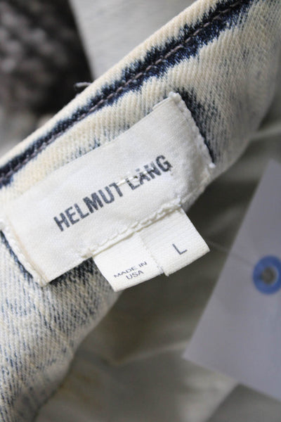 Helmut Lang Womens Acid Wash Denim Asymmetrical Zip Up Jacket Blue Size L