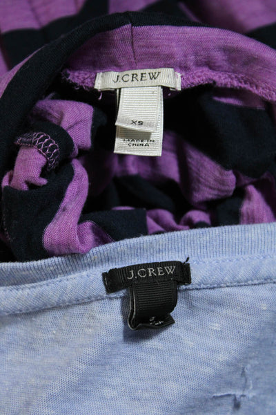 J Crew Womens Long Sleeve Striped Tee Shirts Blue Purple Size XS Small Lot 2