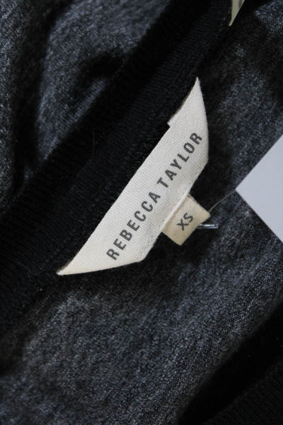 Rebecca Taylor Womens Long Sleeve Crew Neck Tee Shirt Gray Black Size XS