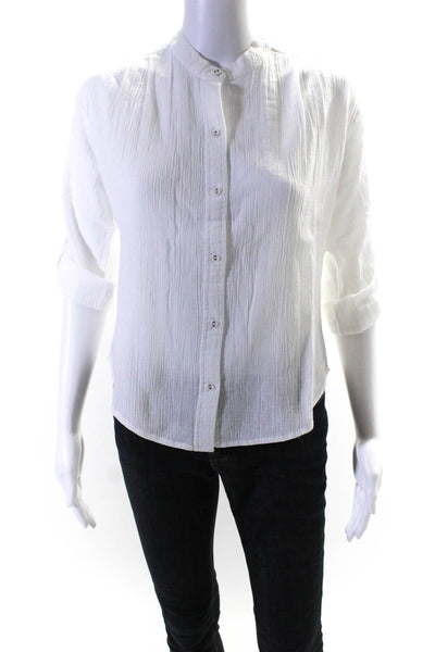 Suzie Kondi Womens GAUZE BUTTON BLOUSE SS21-1 BRIGHT WHITE Size XS